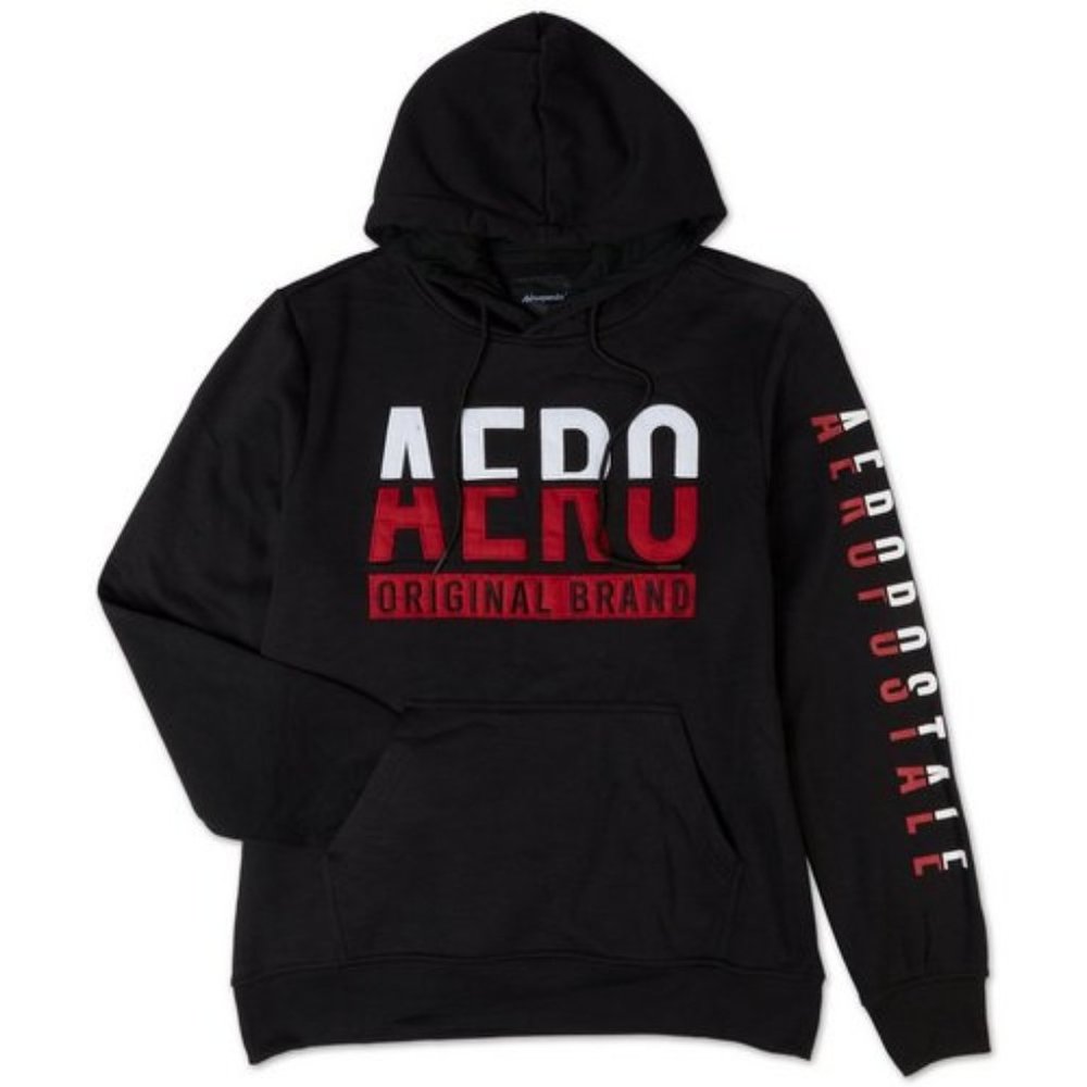 Aeropostal Big Men's Solid Logo Hoodie - Black men size 2X